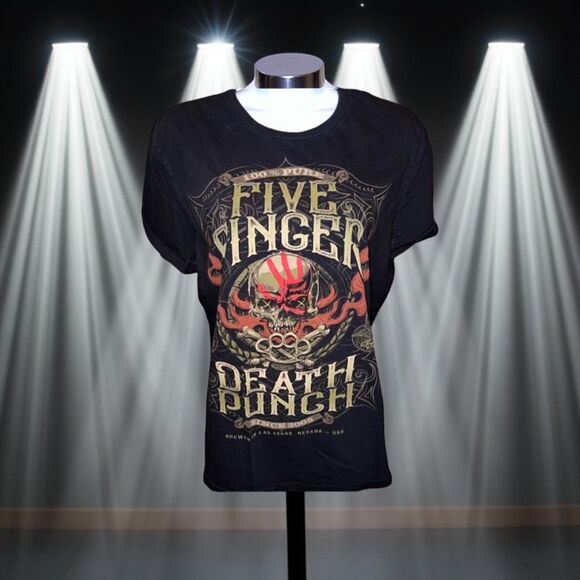 Women’s Bay Island Five Finger Death Punch 100 Proof T Shirt Size Large - Picture 1 of 5
